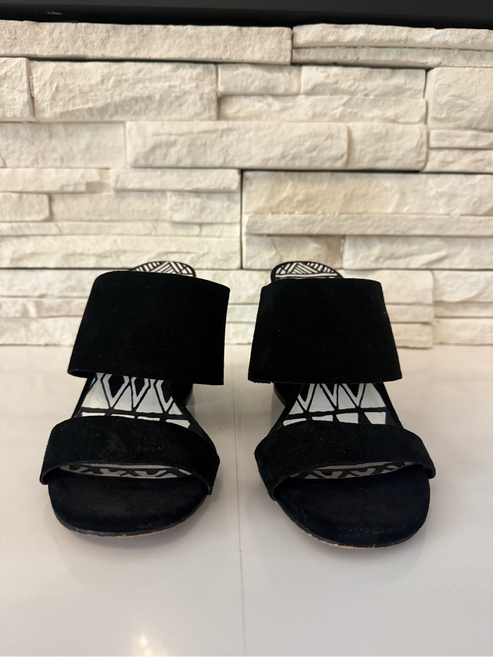 Dolce Vita Black Suede Double-Strap Slide Mules
